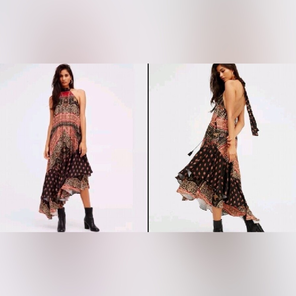 Free People Halter Top Printed Asymmetrical Dress - S